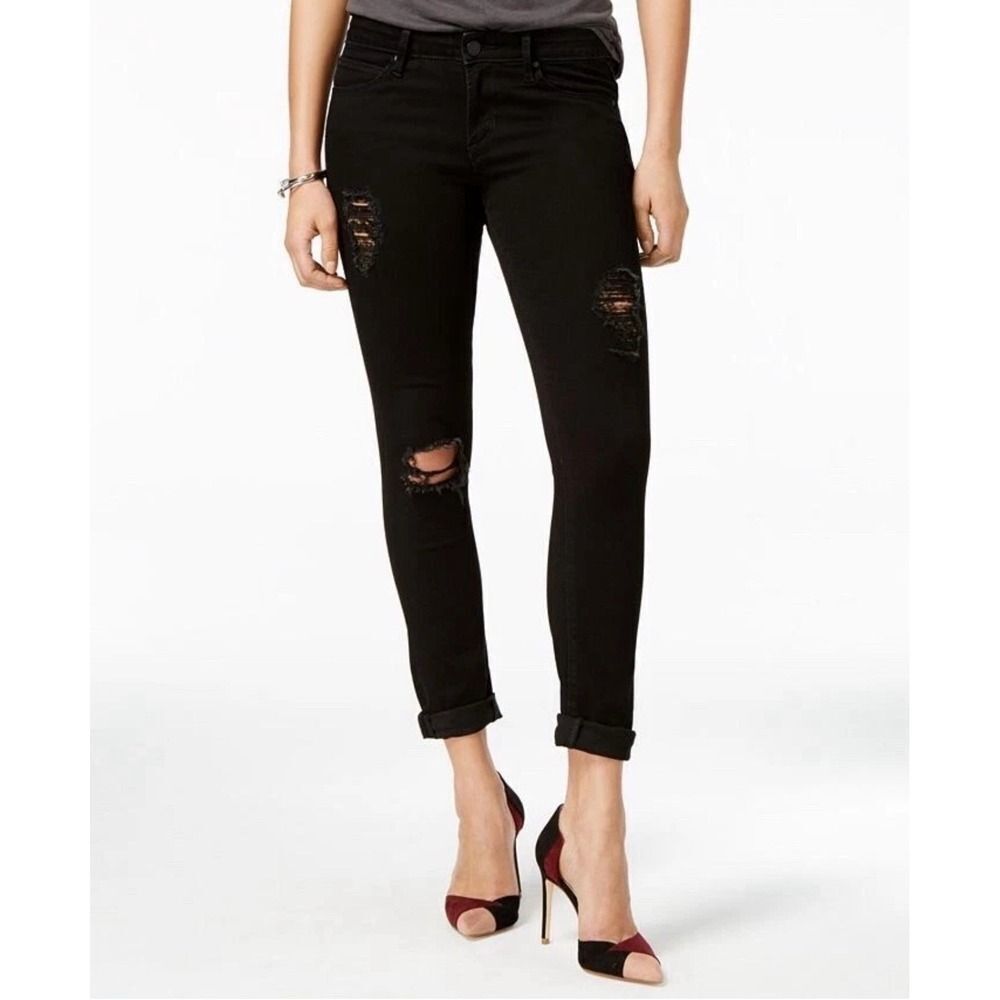 Articlesof Society Distressed Washed Black Karen Skinny Crop in Carbon Jeans. 25